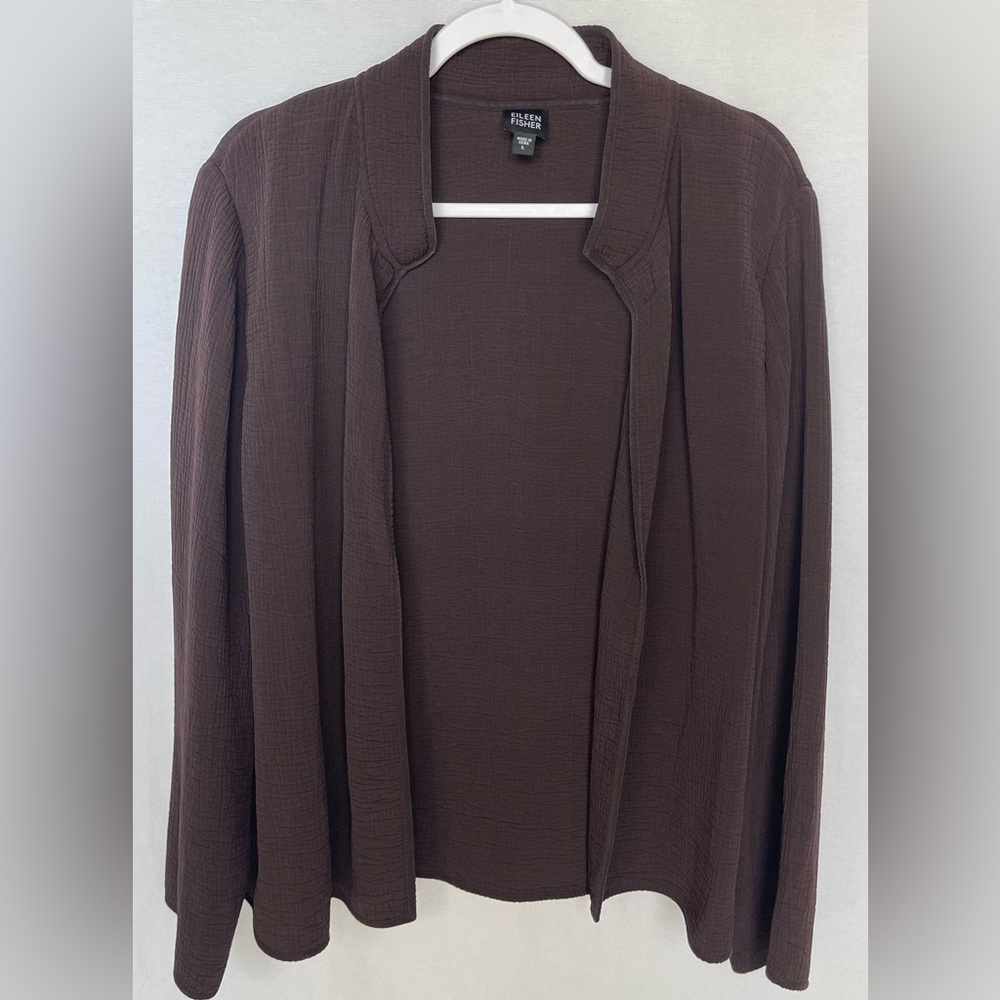 Eileen Fisher Silk Blend Open Front Jacket Women’s Large